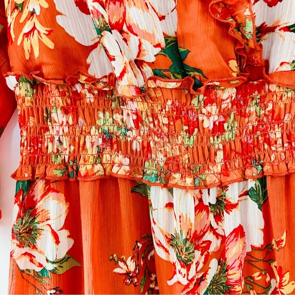 Fig and Flower Brown and Orange Ruffled Tiered Sundress - Picture 4 of 7